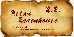 Milan Radenković vizit kartica